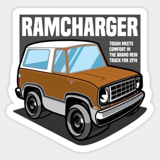 Medium Gold Ramcharger (White-Based) - 1974 Sticker